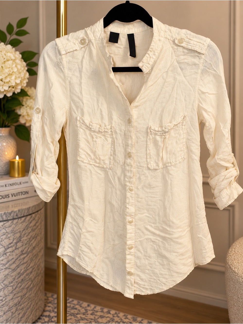 Cream Button Down Shirt, size small